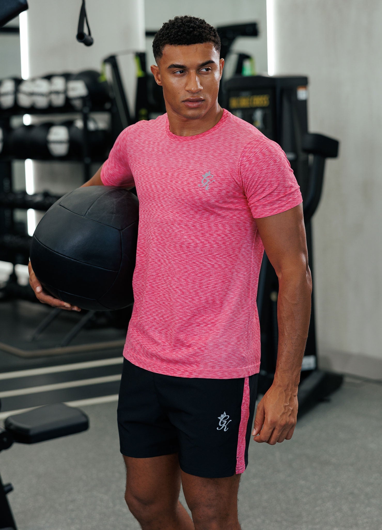 Gym King Energy Seamless Space Dye Tee - Hot Pink Multi