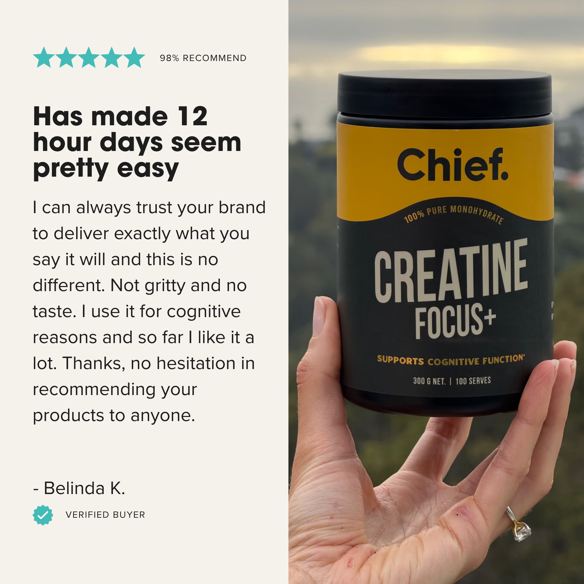 Chief Creatine Monohydrate 100% Pure Micronised (300g) – Lab Tested
