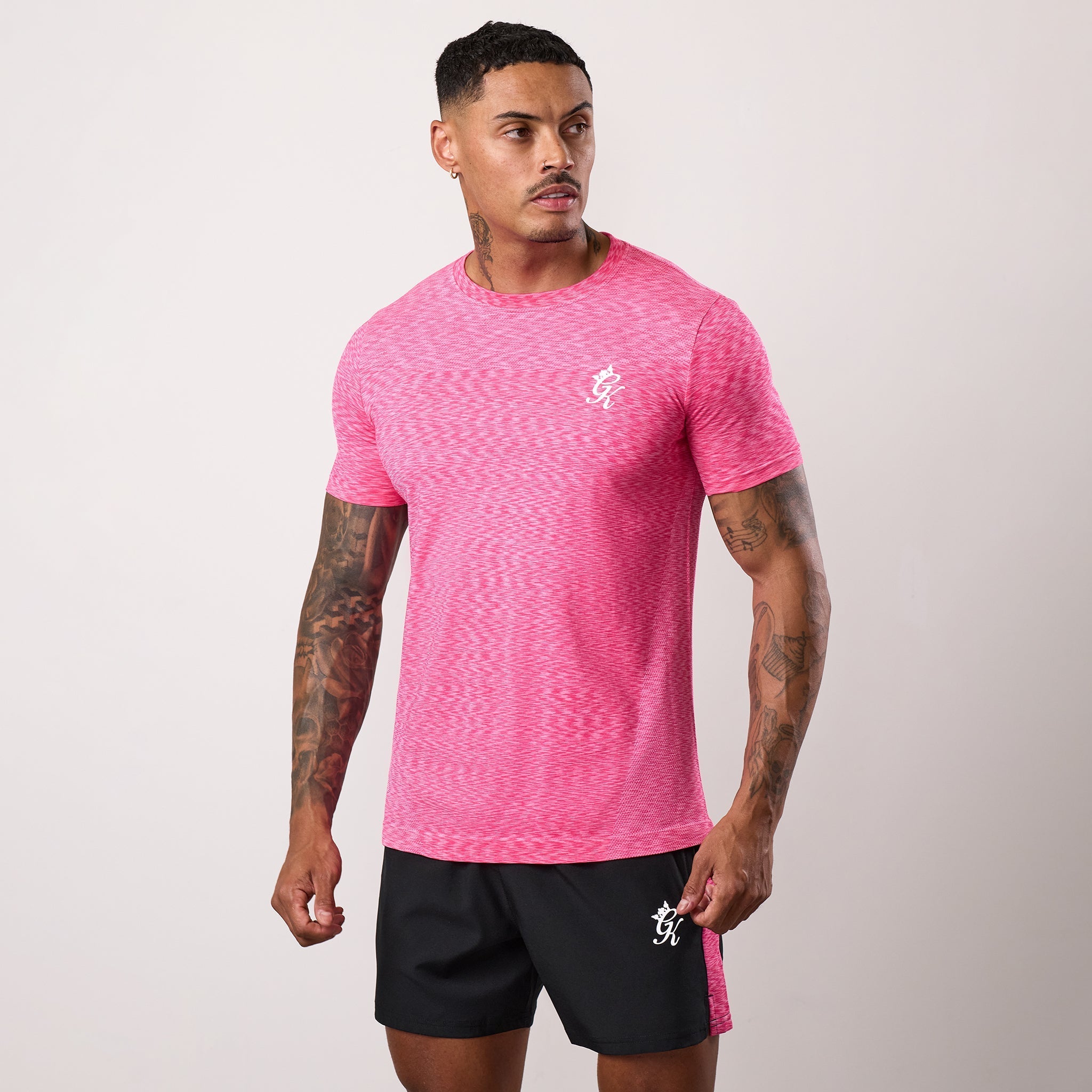 Gym King Energy Seamless Space Dye Tee - Hot Pink Multi