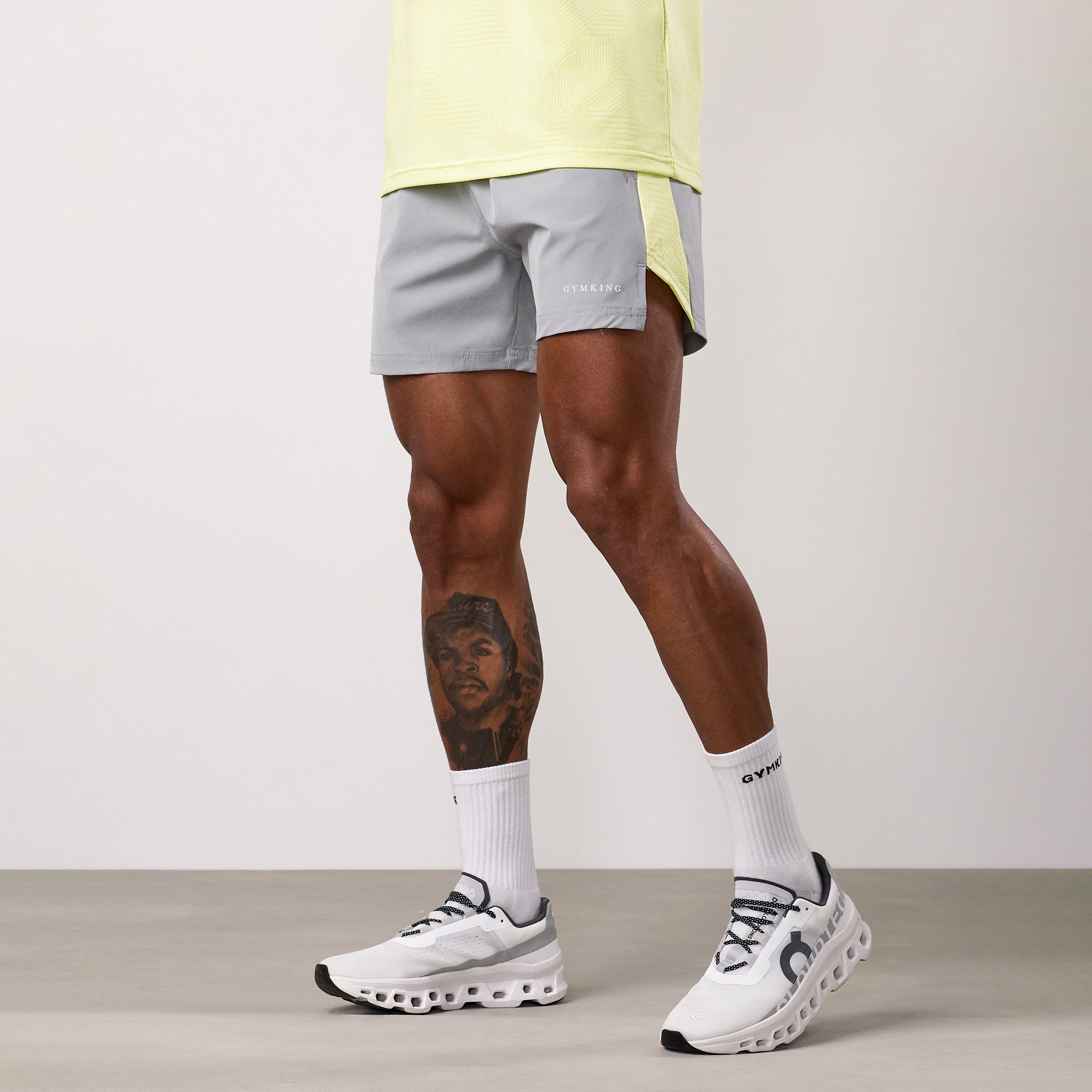 Gym King Geometric Knit Short - Urban Grey/Limelight