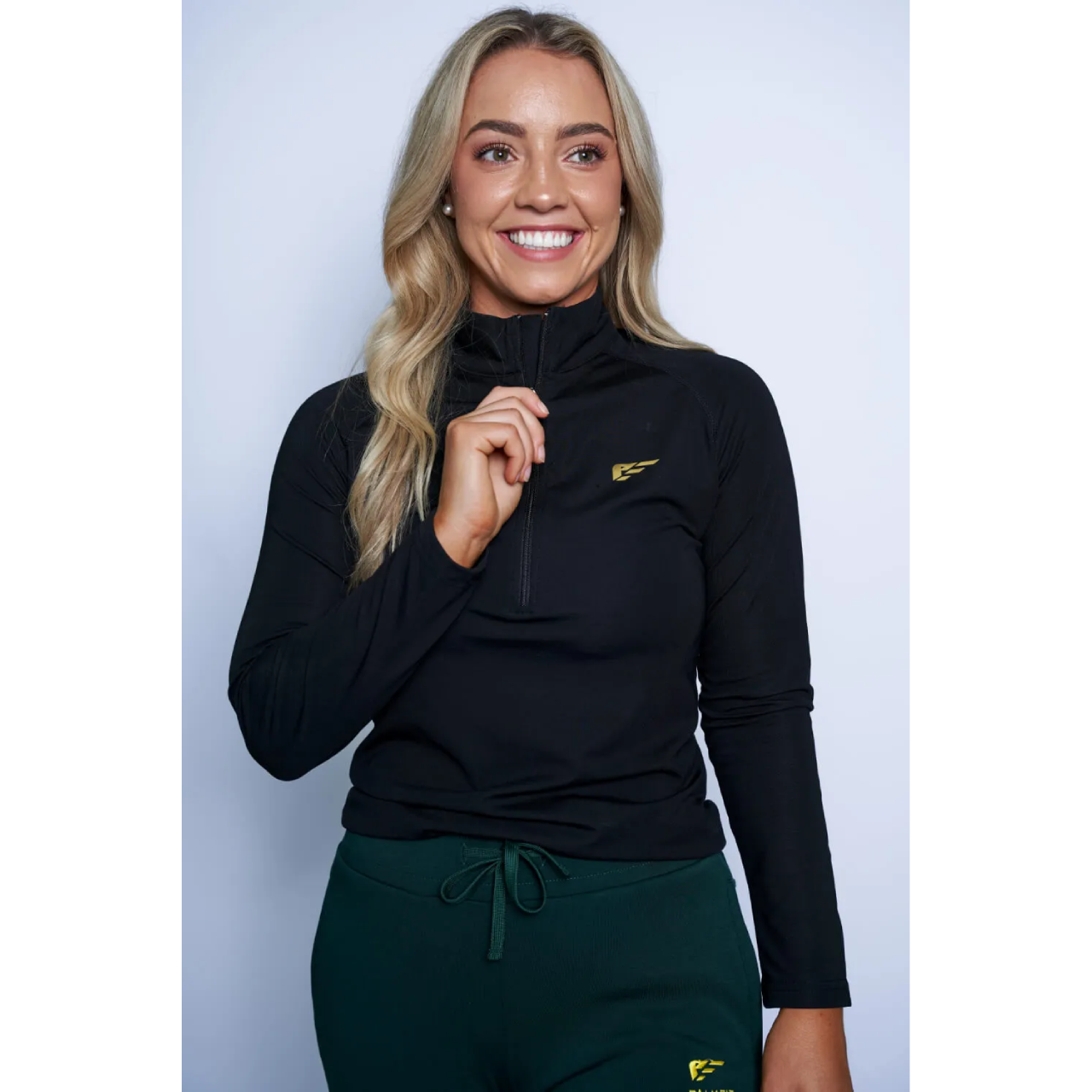 بلوفر نسائي بسحاب من Palmfit COMFORT 1/4، أسود