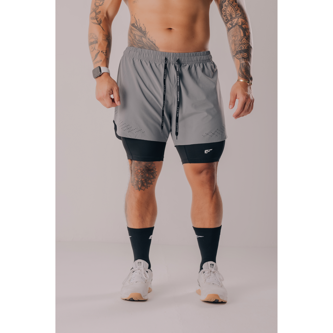 بالم فيت كور 2 في 1 شورت، رمادي