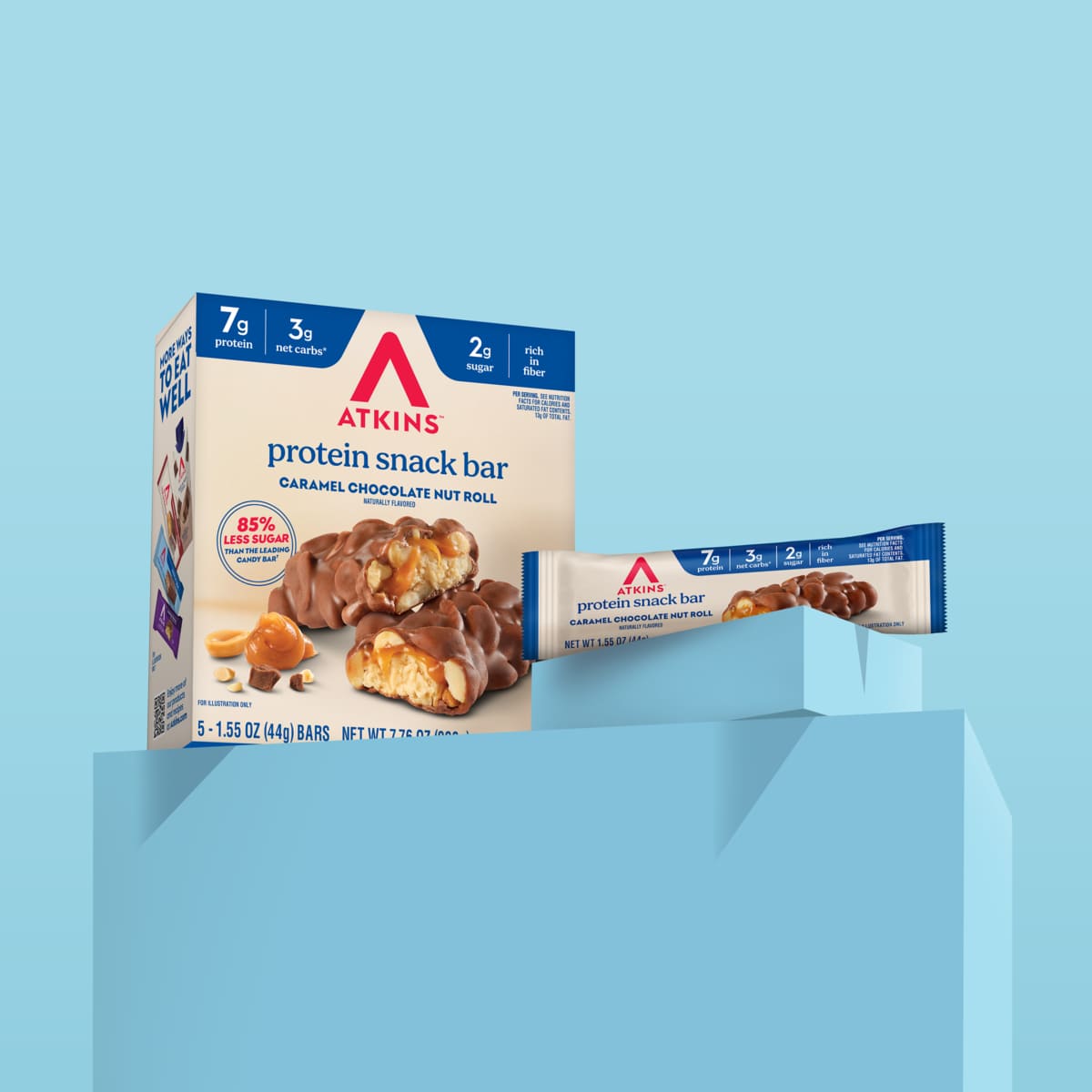 Atkins Caramel Chocolate Nut Roll (Pack of 5 Bars)