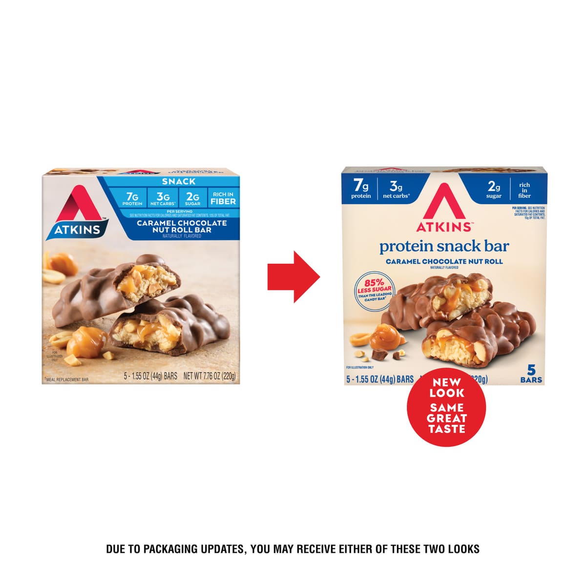 Atkins Caramel Chocolate Nut Roll (Pack of 5 Bars)