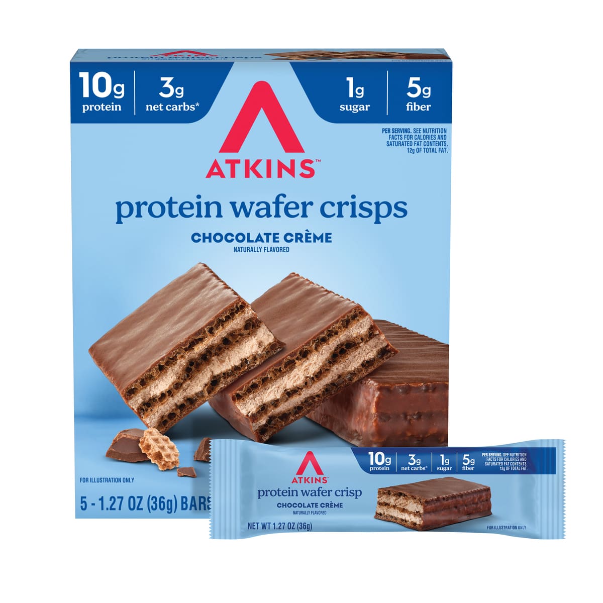 ATKINS Snack Wafer Chocolate Crème, 5packs(36G per bar)