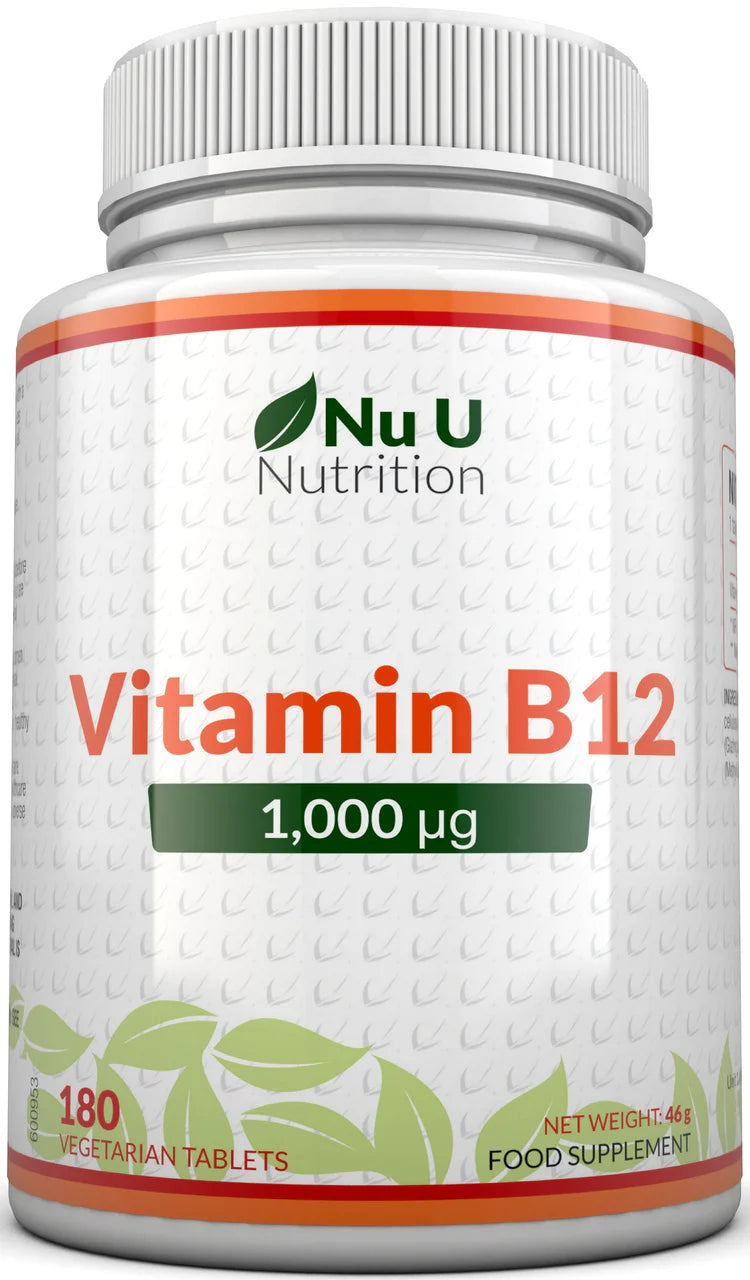 Nu U Nutrition Vitamin B12 1000μg - 180 Vegan Tablets