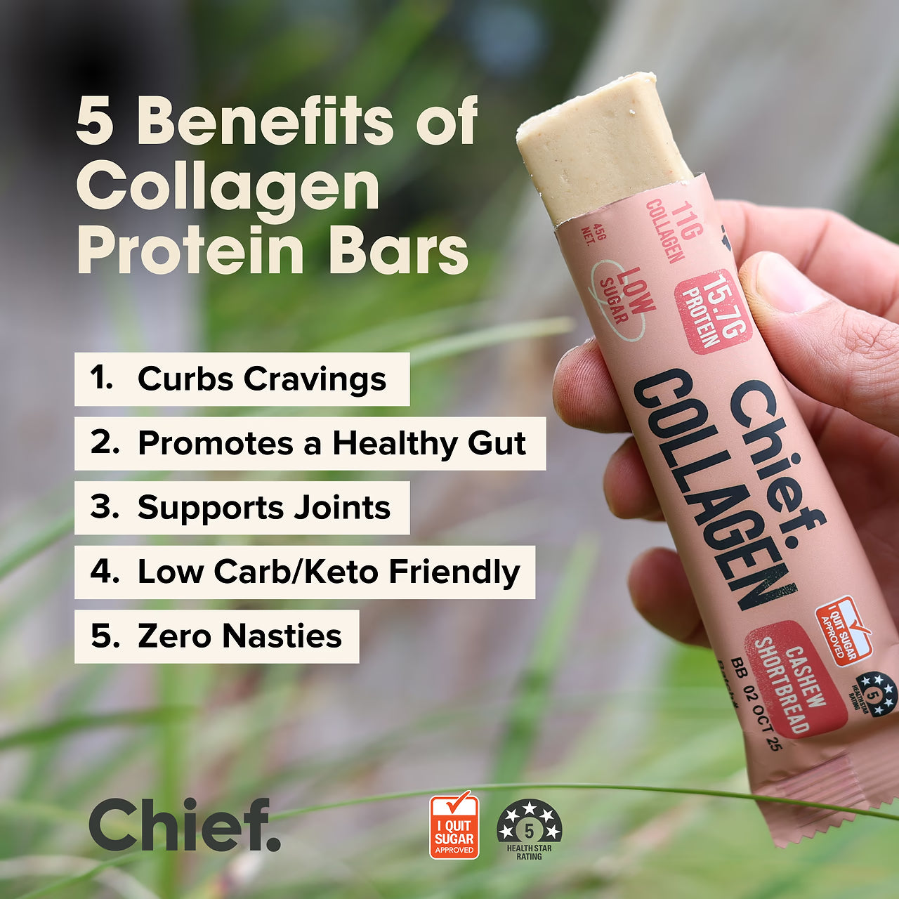Chief Collagen Cashew Shortbread Protein Bars