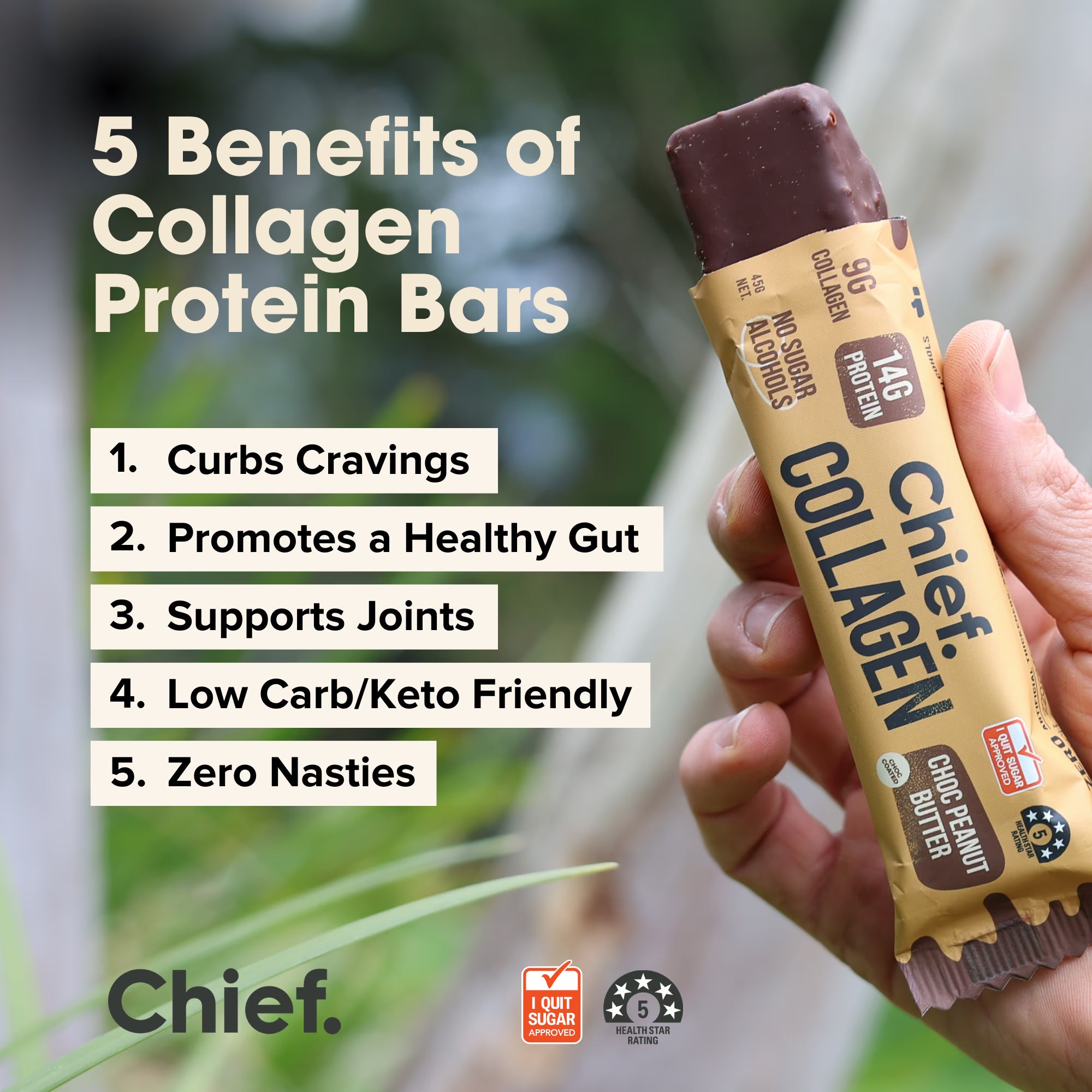 Chief Collagen Protein Choc Peanut Butter Bars
