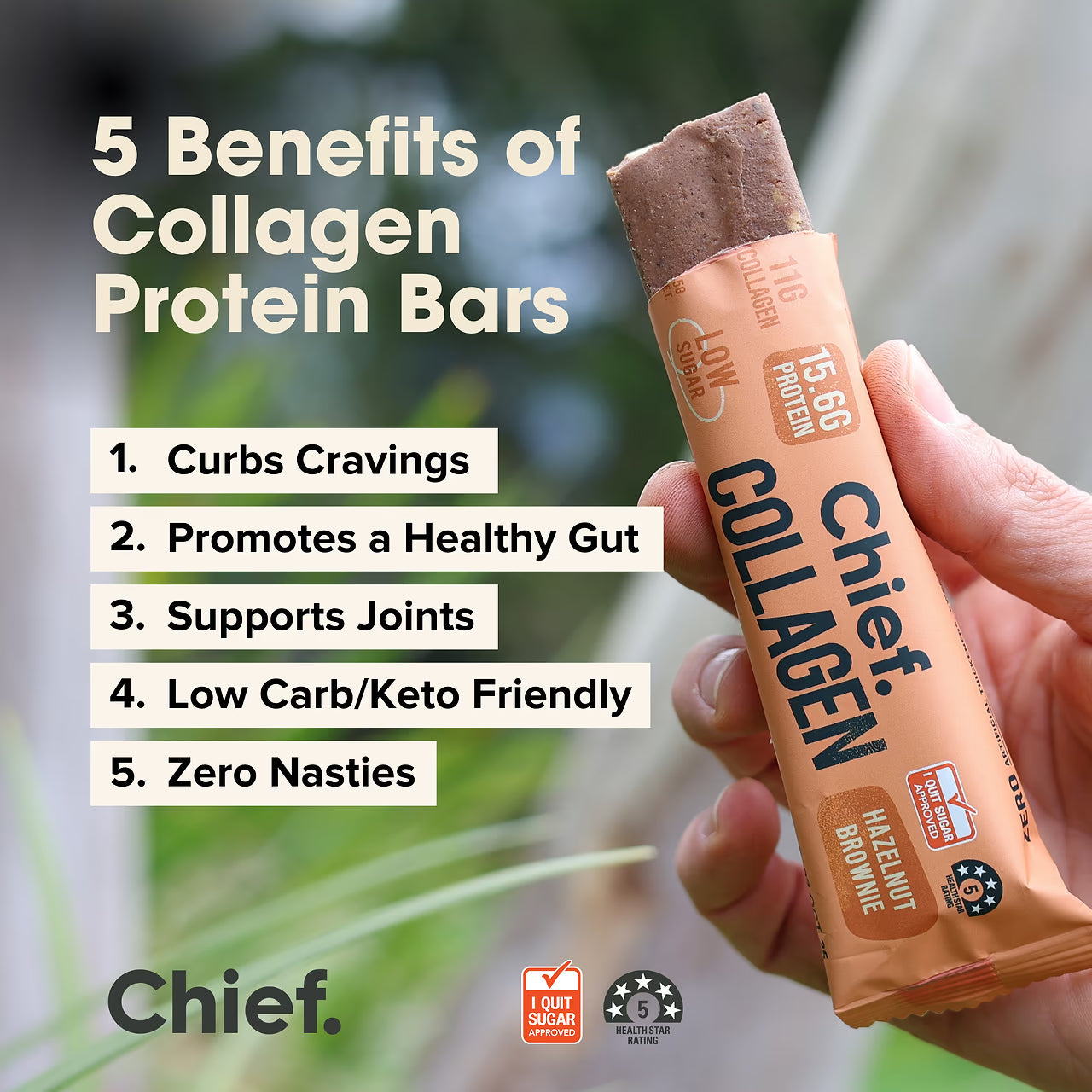 Chief Collagen Hazelnut Brownie Protein Bars