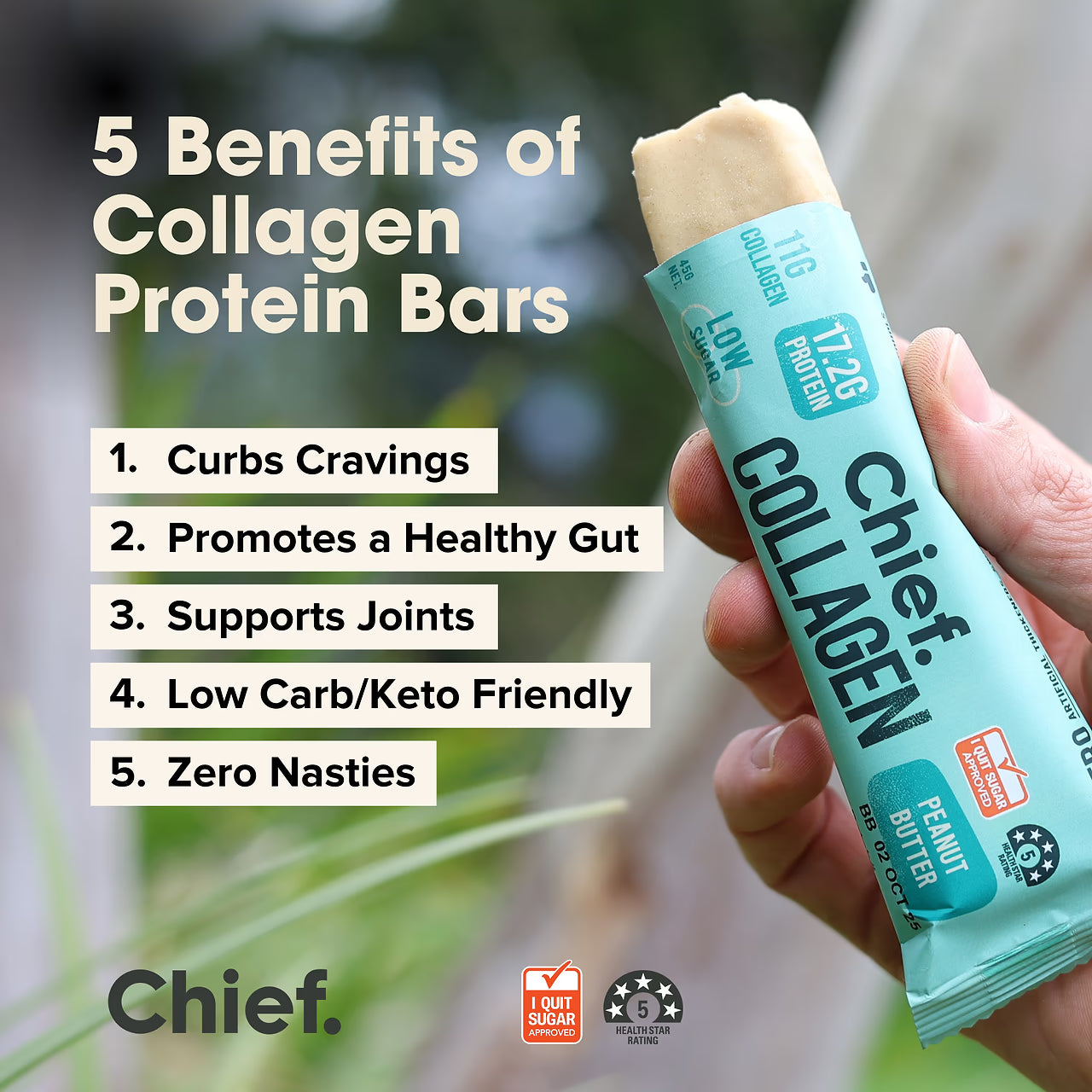 Chief Collagen Peanut Butter Protein Bars