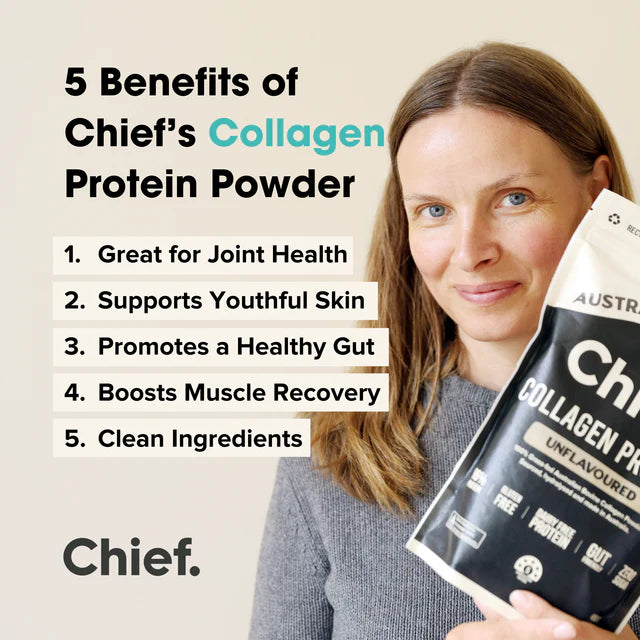 Chief Grass-fed Collagen Unflavoured Protein Powder 450 grams (30 serves)