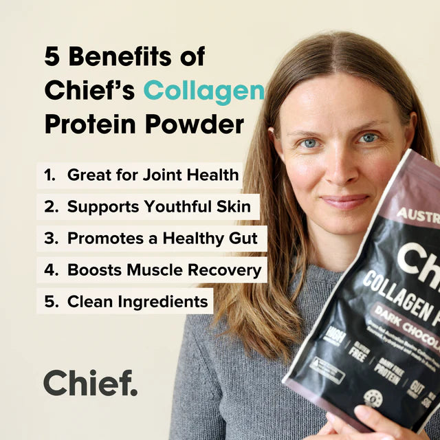 Chief Grass-fed Collagen Dark Chocolate Protein Powder 450 grams (30 serves)