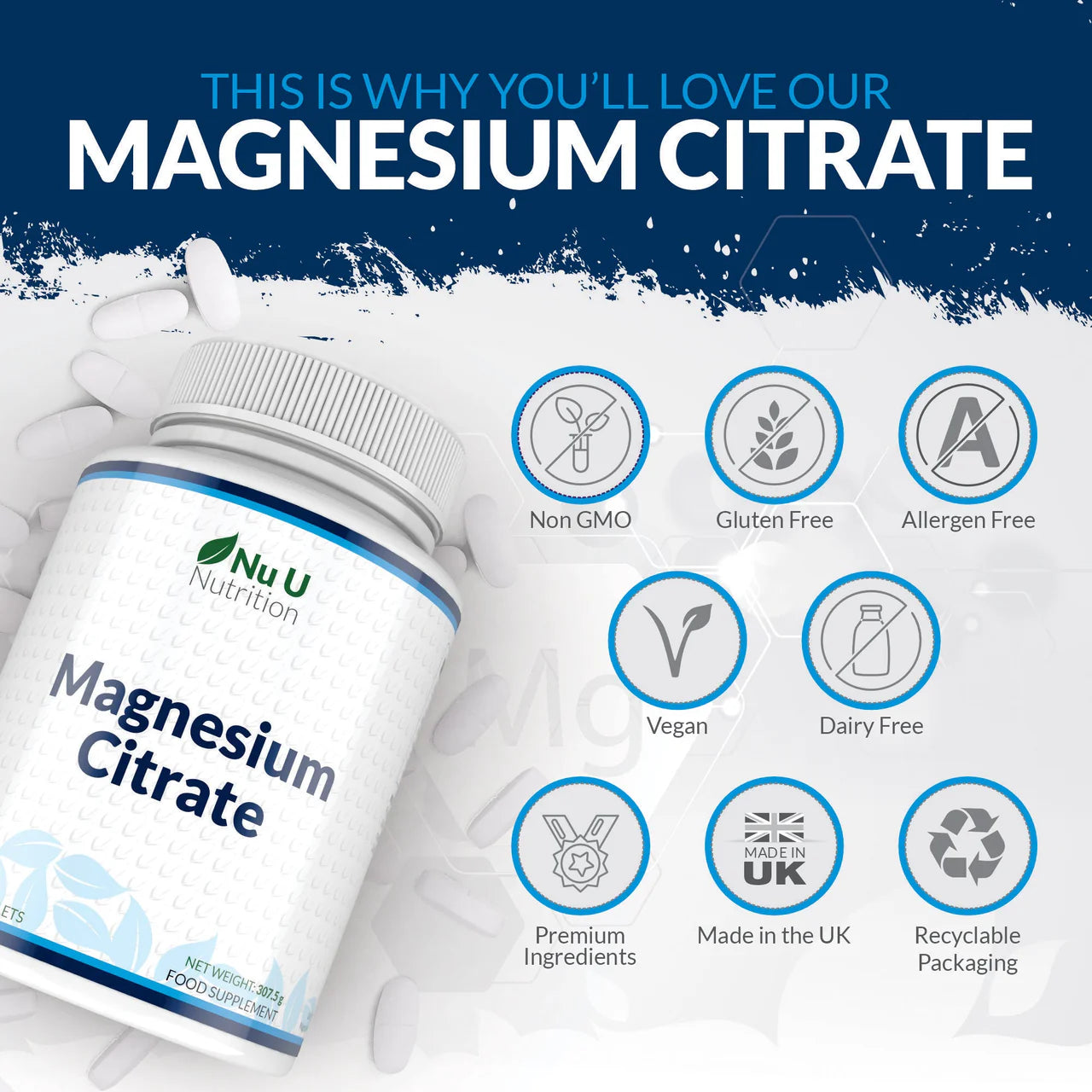 Nu U Nutrition Magnesium Citrate 200mg