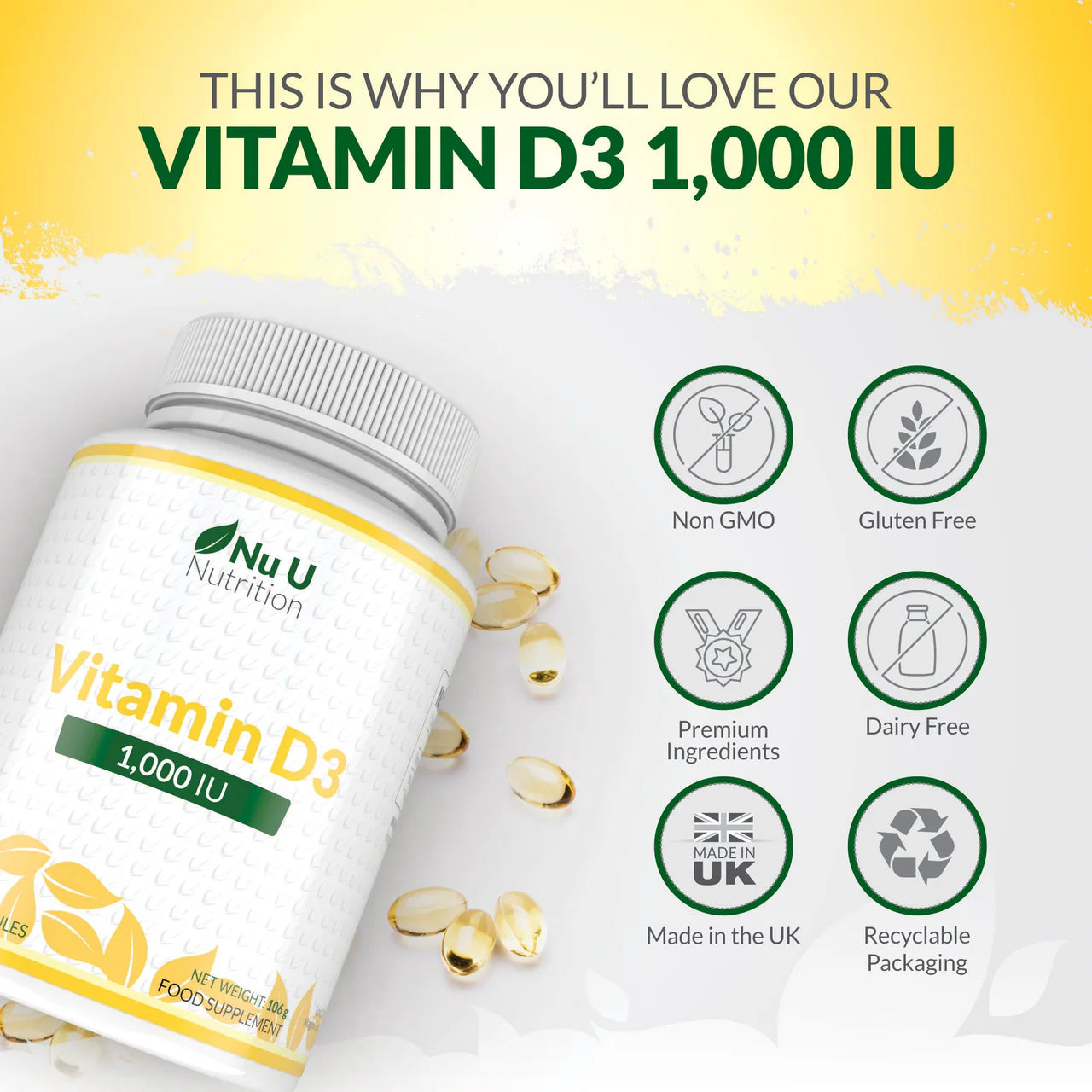 Nu U Nutrition Vitamin D3 1000IU