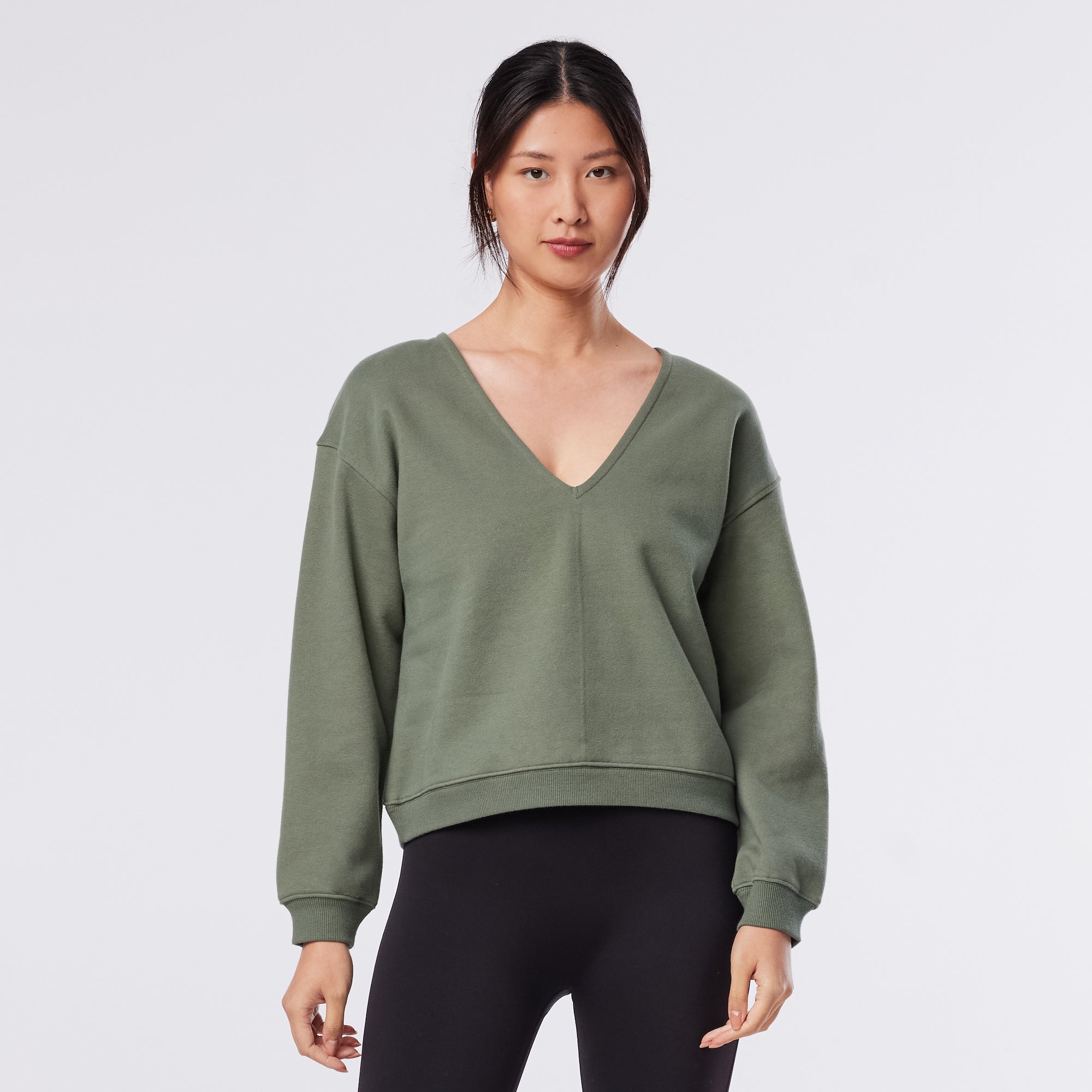 Deep V-Neck Sweatshirt | Tops > Sweaters & Hoodies | Tavi – Tavi Active
