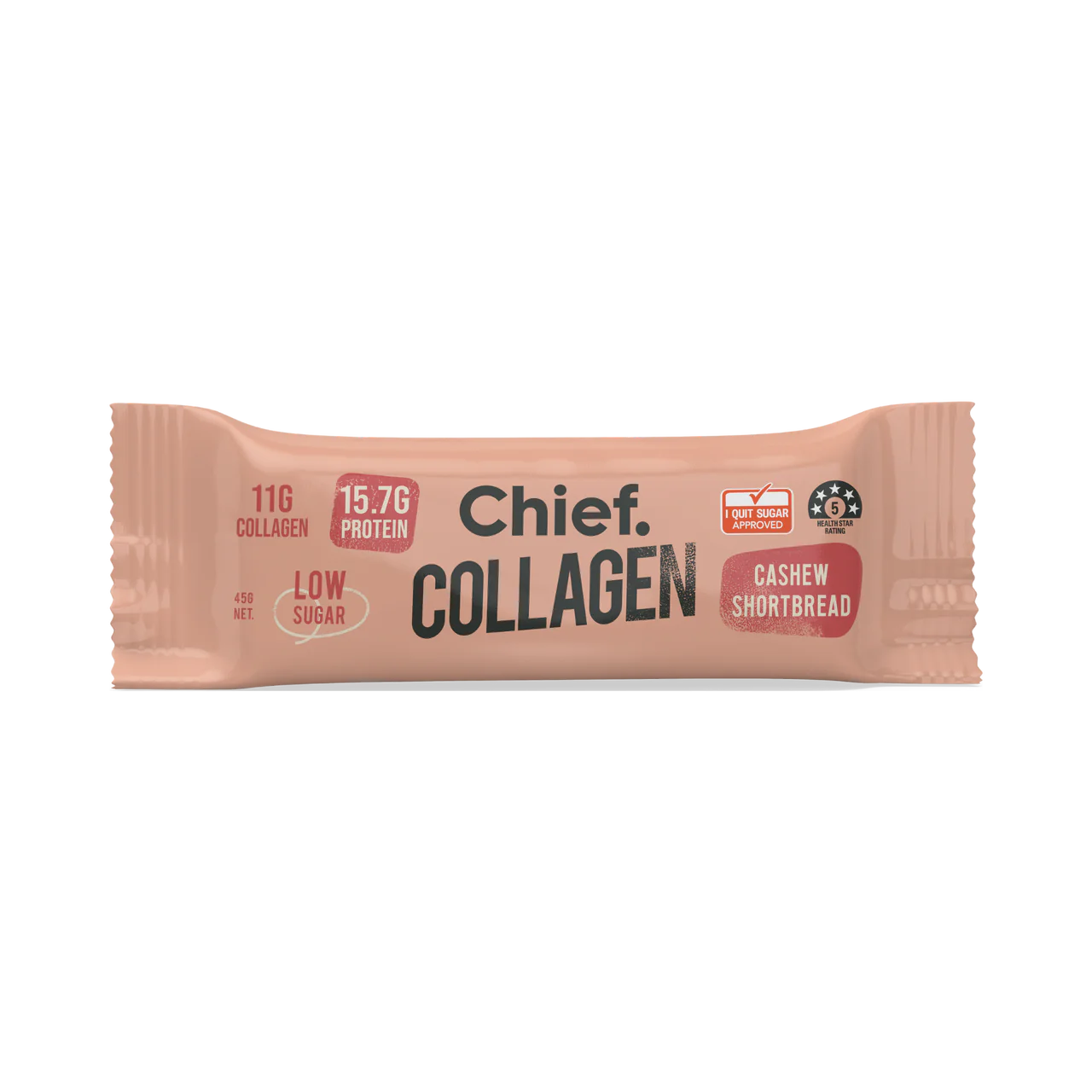 Chief Collagen Cashew Shortbread Protein Bars (12 Bars)