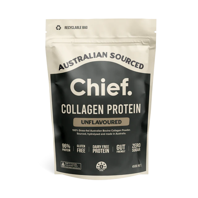 Chief Grass-fed Collagen Unflavoured Protein Powder 450 grams (30 serves)