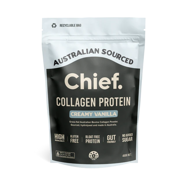 Chief Grass-fed Collagen Creamy Vanilla Protein Powder 450 grams (30 serves)