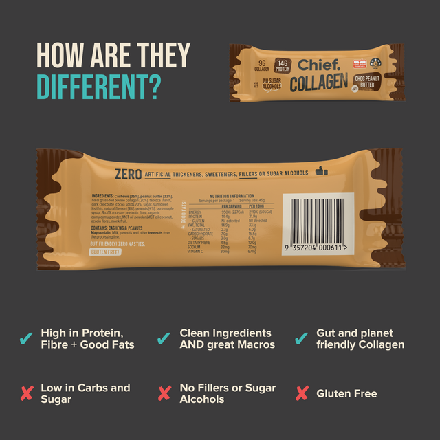 Chief Collagen Protein Choc Peanut Butter Bar (12 bars)