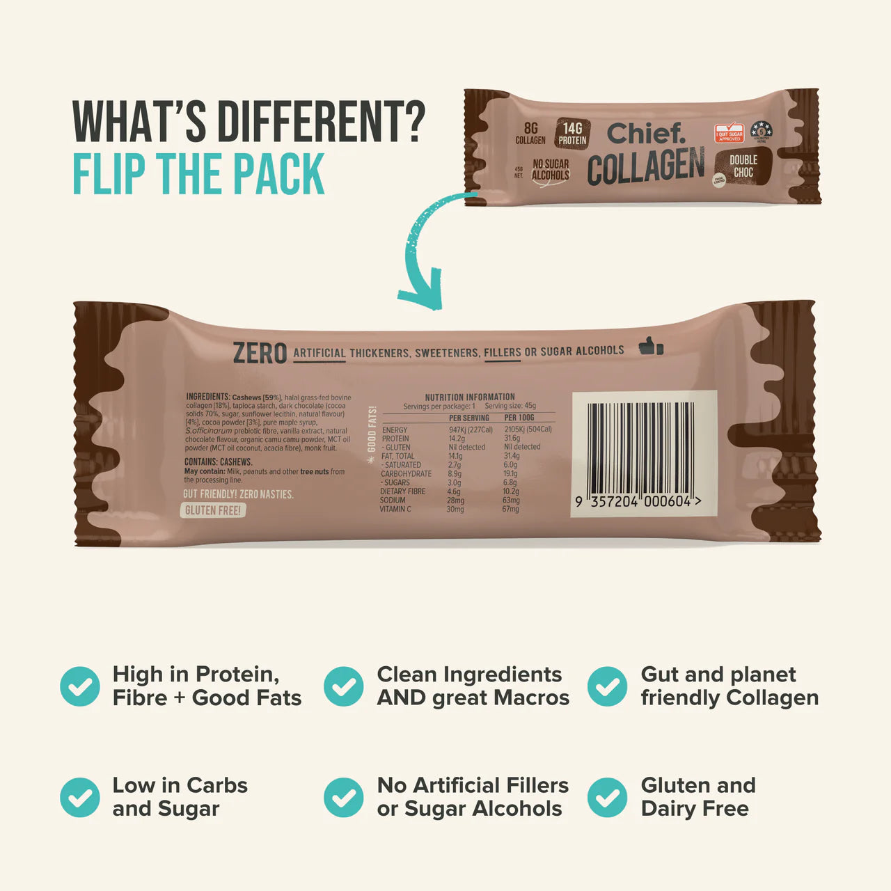 Chief Collagen Double Chocolate Protein Bar (Single Bar)