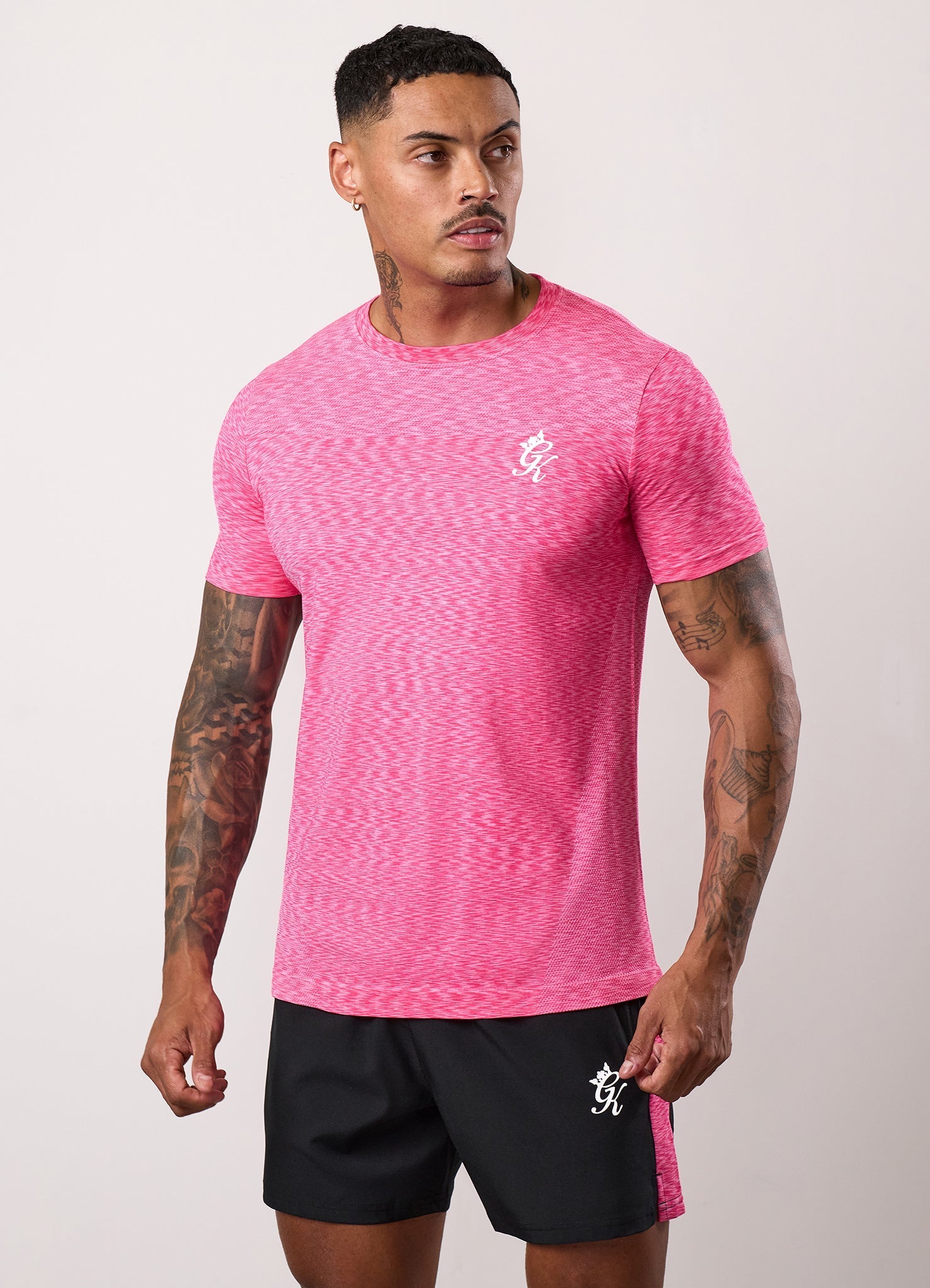 Gym King Energy Seamless Space Dye Tee - Hot Pink Multi
