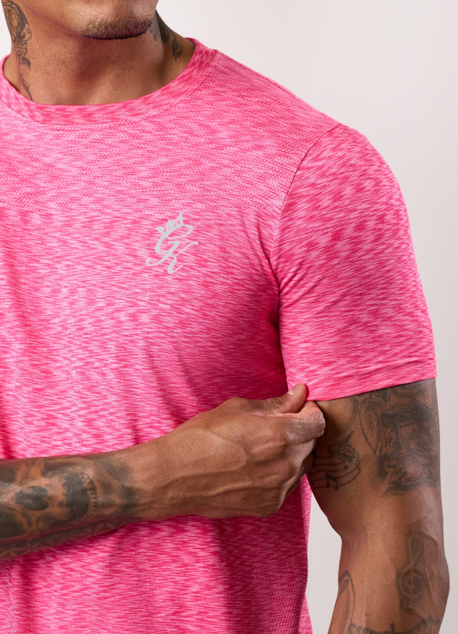 Gym King Energy Seamless Space Dye Tee - Hot Pink Multi