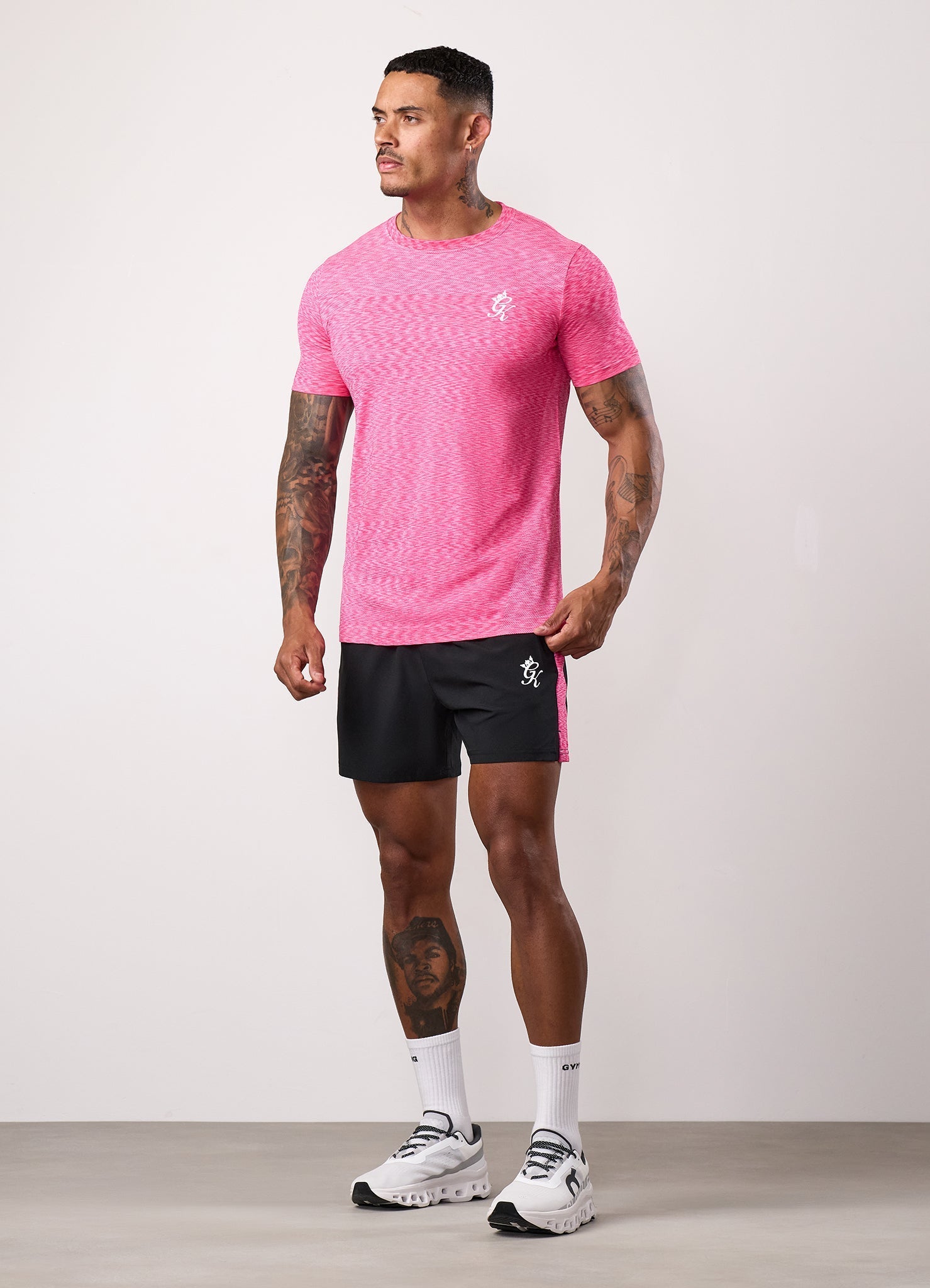 Gym King Energy Seamless Space Dye Tee - Hot Pink Multi
