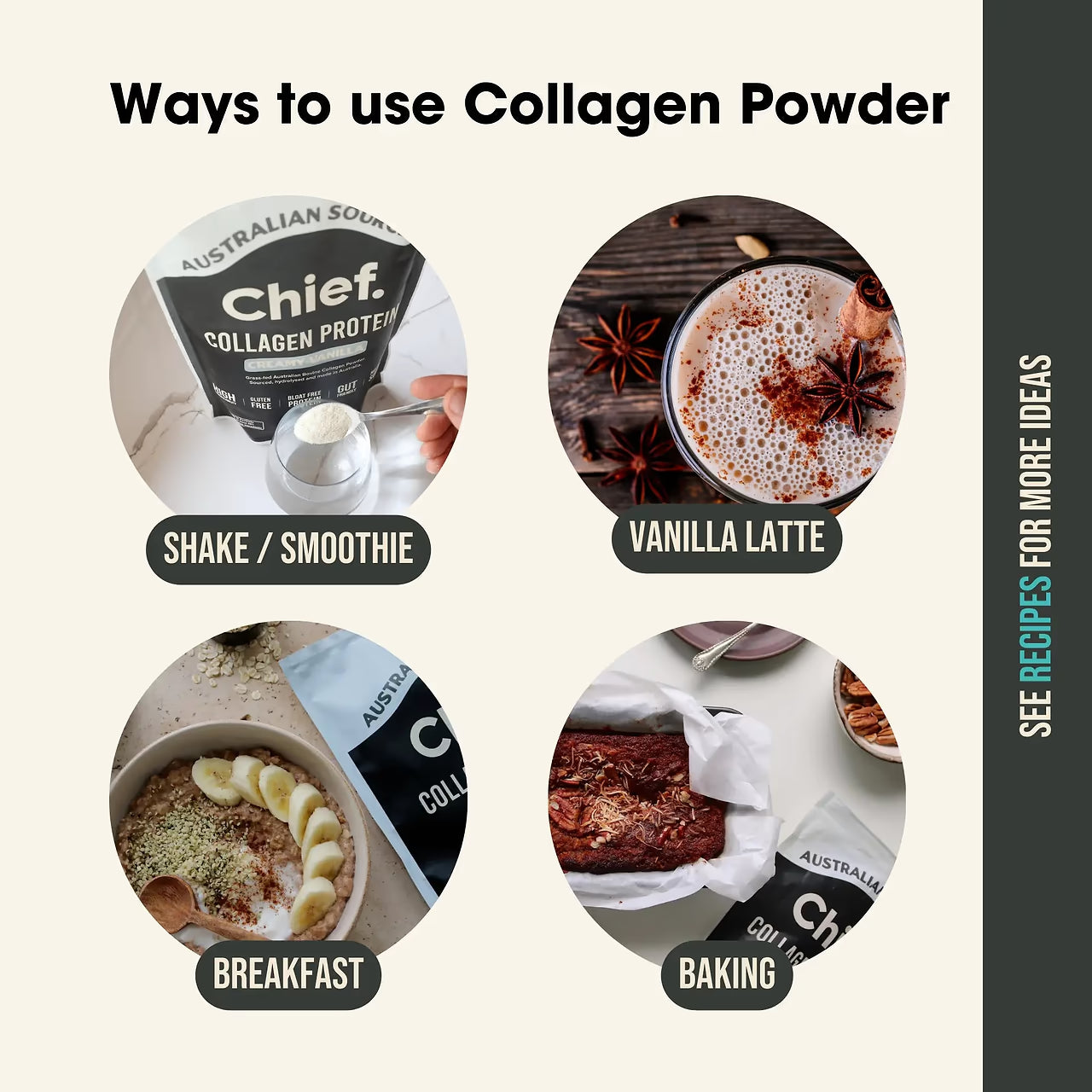 Chief Grass-fed Collagen Protein Powder - Creamy Vanilla (30 serves)