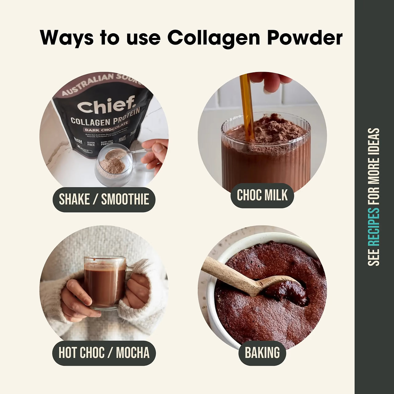 Chief Grass-fed Collagen Protein Powder - Dark Chocolate (30 serves)