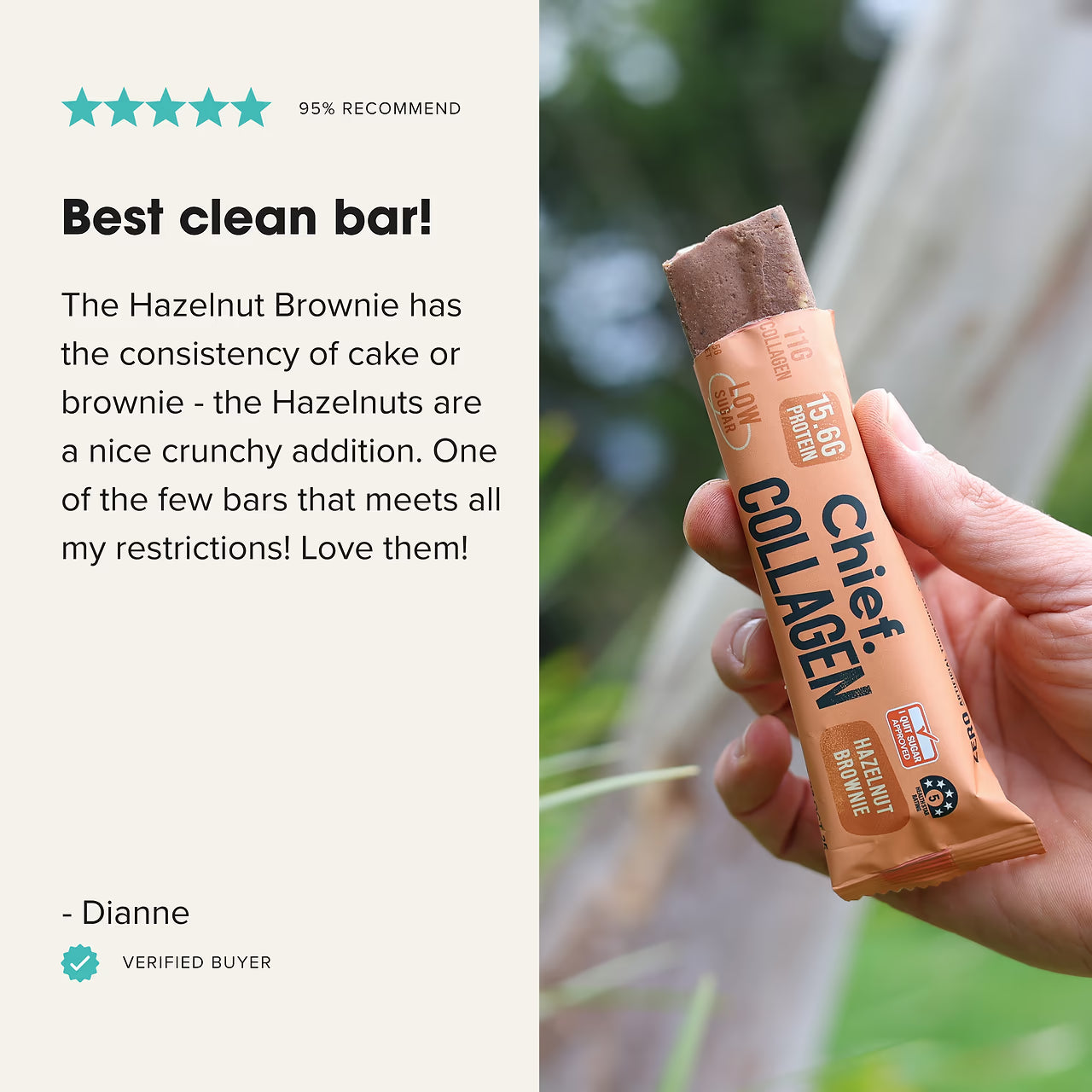 Chief Collagen Hazelnut Brownie Protein Bars