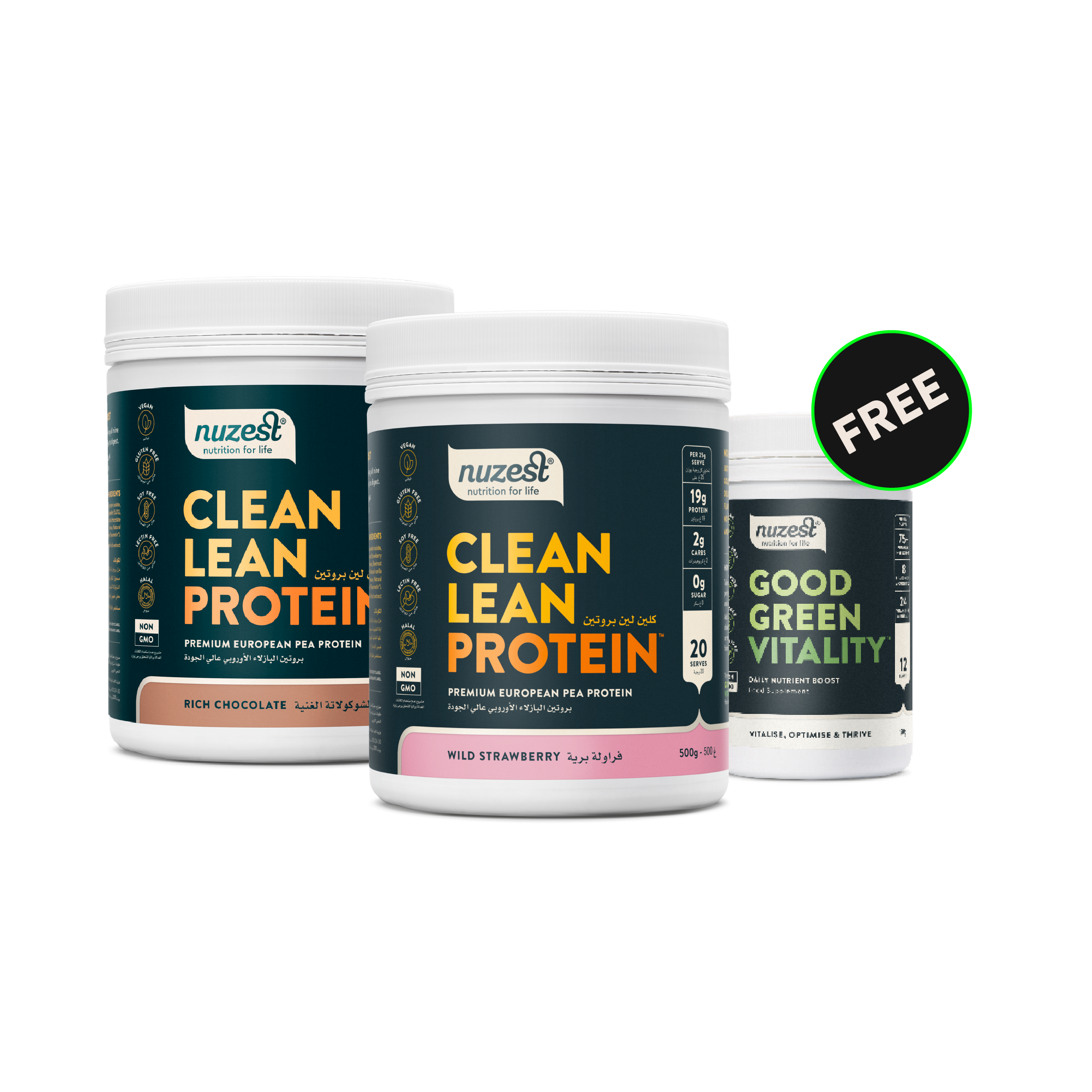 Buy 2 Clean Lean Protein 500g Get 1 free Good Green Vitality 120g