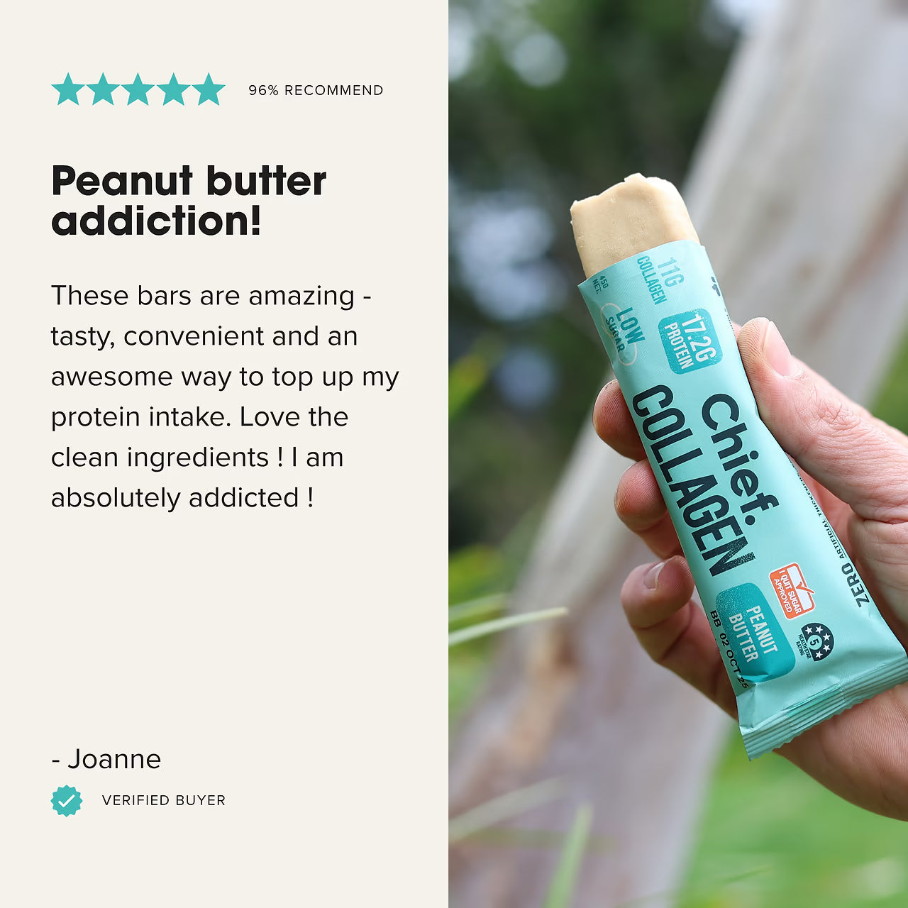 Chief Collagen Peanut Butter Protein Bars