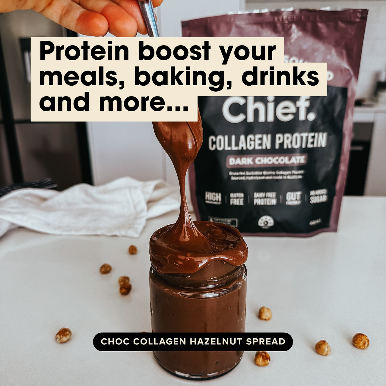 Chief Grass-fed Collagen Protein Powder - Dark Chocolate (30 serves)