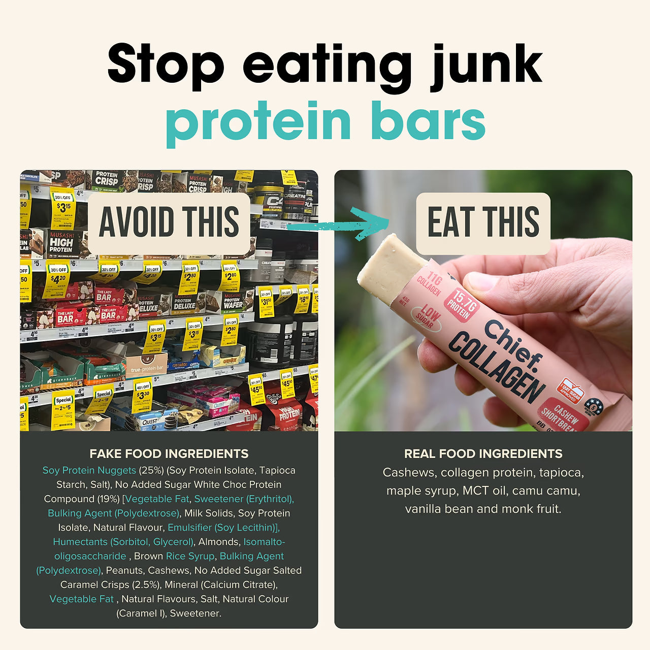 Chief Collagen Cashew Shortbread Protein Bars