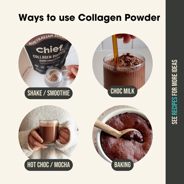 Chief Grass-fed Collagen Dark Chocolate Protein Powder 450 grams (30 serves)