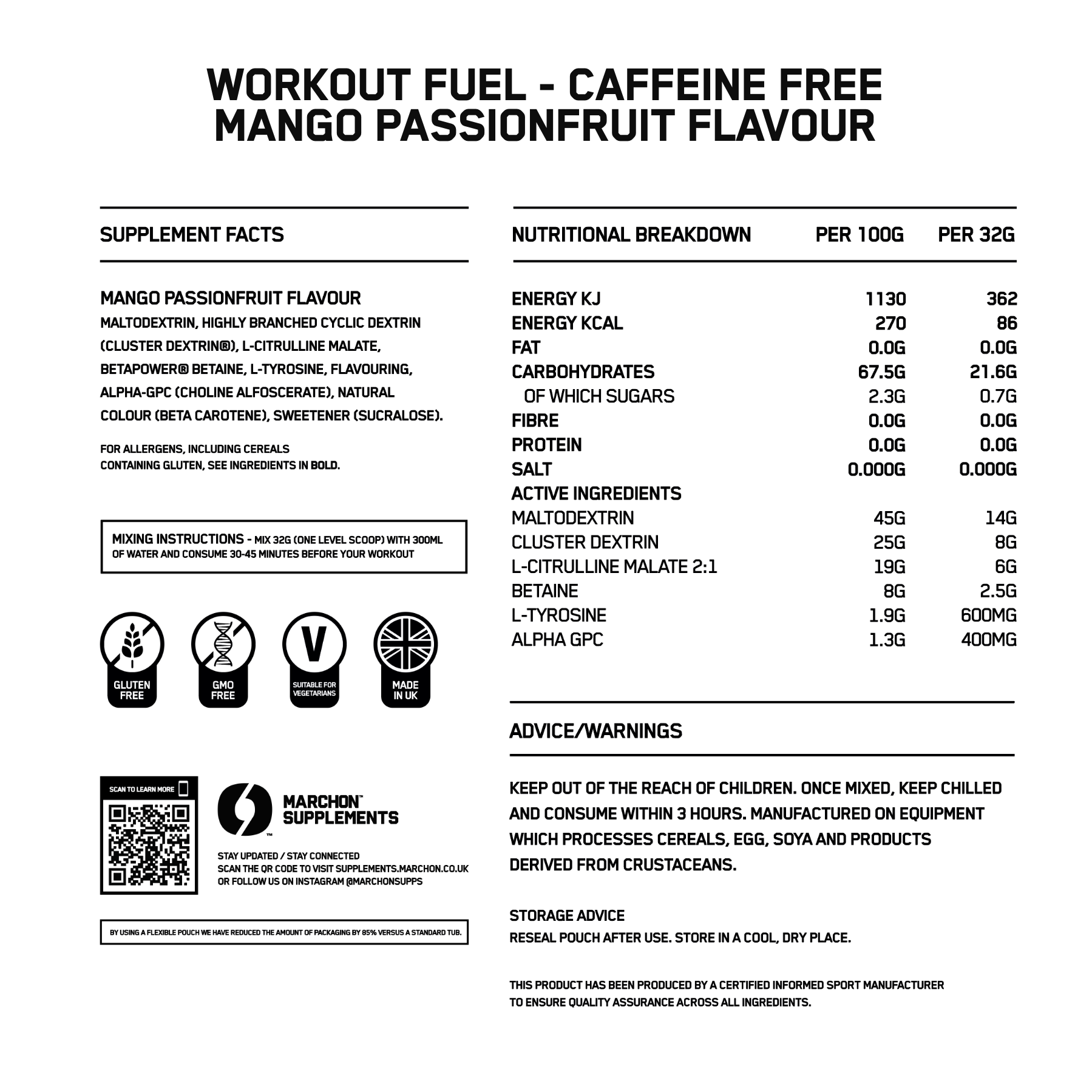 MARCHON Workout Fuel - Caffeine Free