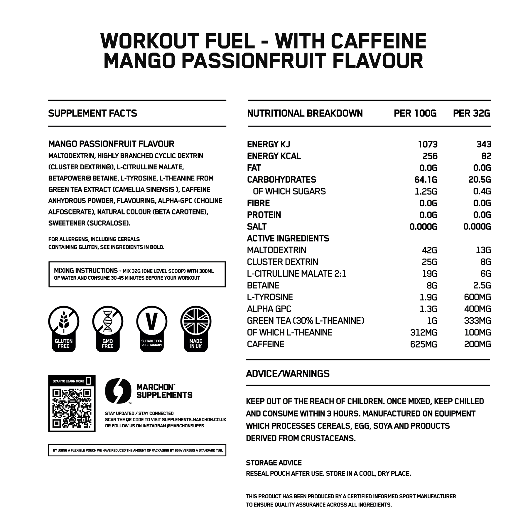 MARCHON Workout Fuel - With Caffeine