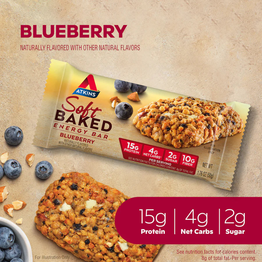 ATKINS Meal Soft Baked Blueberry Bar, 5packs (50G per bar)