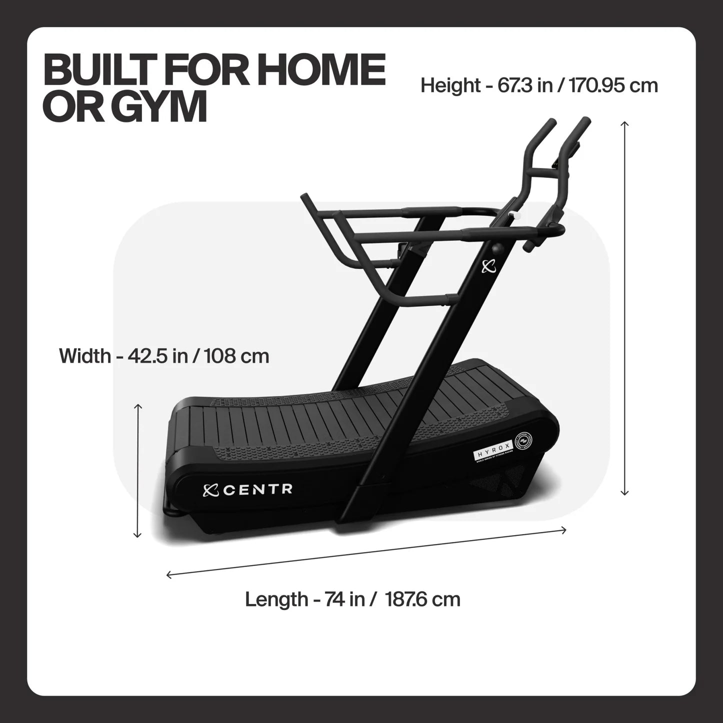CENTR x HYROX Perform Treadmill dimensions