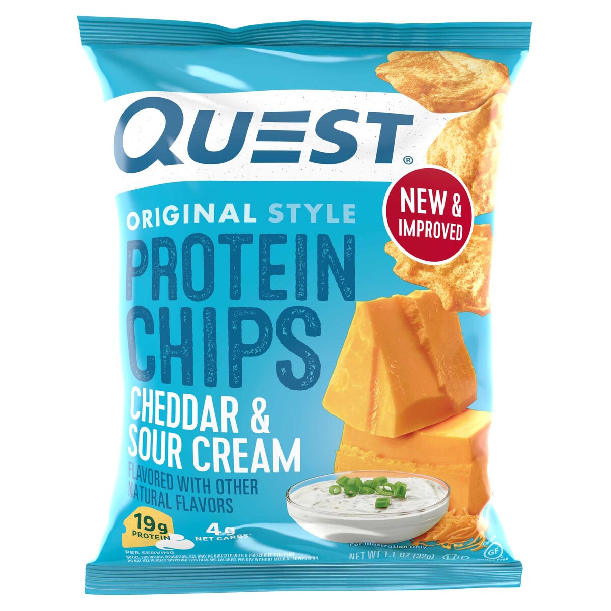 Quest Protein Chips - Cheddar and Sour Cream - 1 Chip Bag