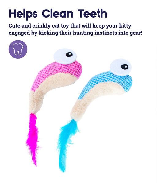 Petstages Dental Shrimpies Catnip Cat Chew Toy - 2 Pack