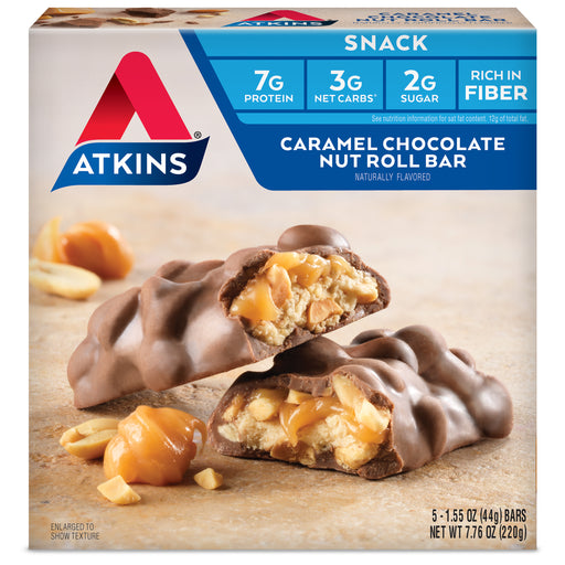 Atkins Caramel Chocolate Nut Roll (Pack of 5 Bars)