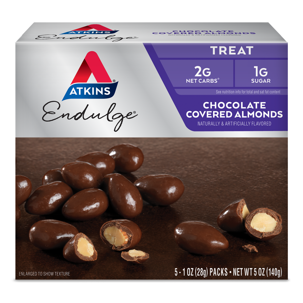 Atkins Chocolate Covered Almonds (Pack of 5) Low sugar, Low carb Snack