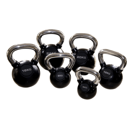 FITBENCH Black Rubber Kettlebells with Chrome Handle